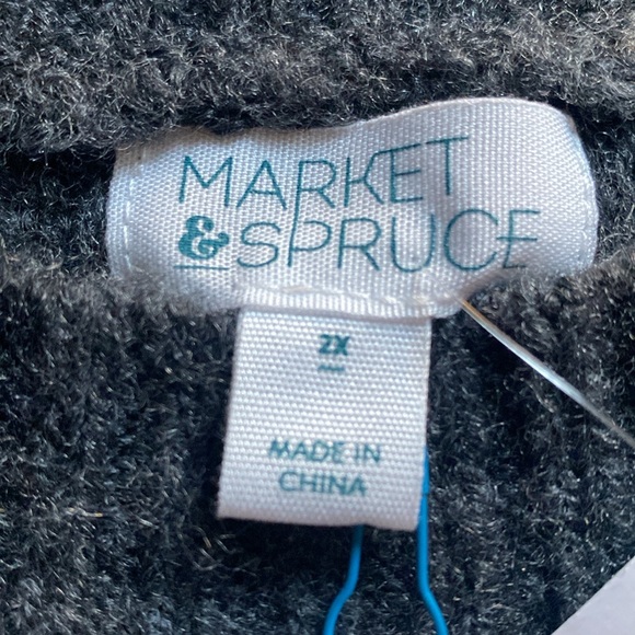 MARKET & SPRUCE NOVELTY STITCH CHUNKY CREWNECK DARK GREY SOFT SWEATER 🌟NWT🌟 - Picture 10 of 16